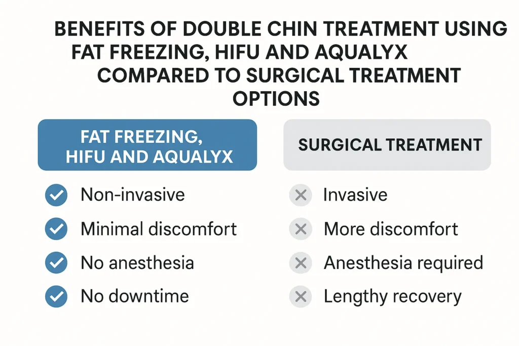 Graphic about the benefits of double chin treatment Waltham Forest - from LA LIPO