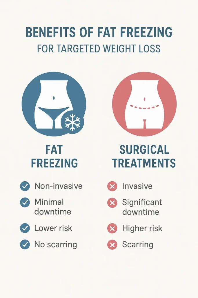graphic showing the benefits of fat freezing Waltham Forest