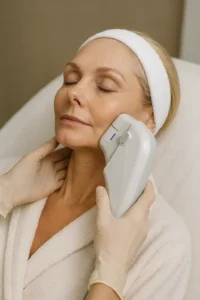 Woman receiving HIFU non surgical facelift treatment Waltham Forest