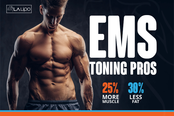 Graphic of man with toned body showing the benefits of LA-EMS Body Sculpting Waltham Forest treatment